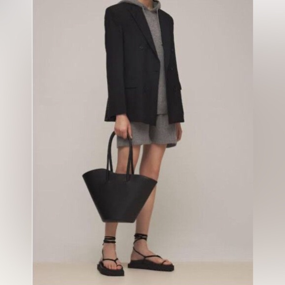 Little Liffner Black Leather Tall Tulip Tote
